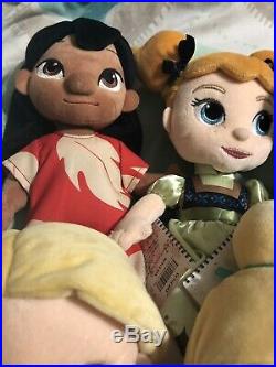 11 Lot Disney Princess Plush Doll Animators Collection Cinderella Jasmine Ariel