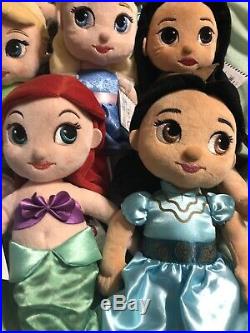 11 Lot Disney Princess Plush Doll Animators Collection Cinderella Jasmine Ariel