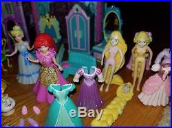 13 Disney MagiClip Polly Pocket Princess Doll Figure Castle Carriage Jasmine Lot