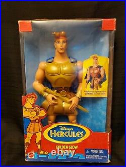 1996 Disney GOLDEN GLOW HERCULES Mattel Action Figure Hero Barbie Ken Doll NRFB