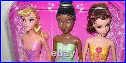 #2090 NRFB Disney Ballerina Princesses Set Sleeping Beauty, Tiana & Belle Dolls