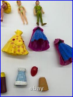24 Piece Lot of Disney Princess Magic Clip Polly Pocket Toys 9 Dolls + Clothes