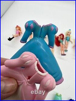 24 Piece Lot of Disney Princess Magic Clip Polly Pocket Toys 9 Dolls + Clothes