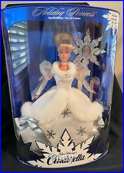 3 PIECE Mattel Disney Snow White Cinderella Belle Holiday Princess MINT