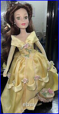 4 Disney Princess 9 Porcelain Doll/w Stand Belle/Snow White/Cinderella/Aurora