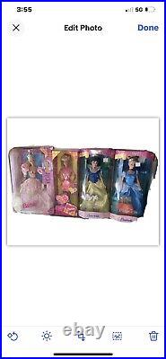 4 Disney Princesses barbie dolls new in box