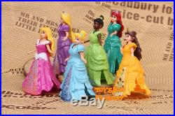 6 Disney Princess Cinderella Aurora Belle Ariel Tiana Rapunzel Magiclip Doll Toy