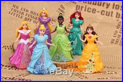 6 Disney Princess Cinderella Aurora Belle Ariel Tiana Rapunzel Magiclip Doll Toy