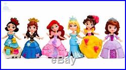 6pcs Disney Princess Mini Dolls Resin Character Figures Toy Miniature 90mm 50mm