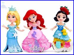 6pcs Disney Princess Mini Dolls Resin Character Figures Toy Miniature 90mm 50mm