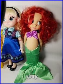 7 Disney Princess ANIMATORS Doll Lot Toddler Tinker Bell Ariel Aurora Elsa Anna