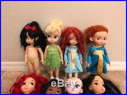 8 Disney Princess Toddler & Animator Doll Lot Ariel Snow White Belle