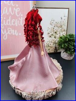 Ariel Mermaid Doll Restyled Curly Hair Redressed Pink Gown Silver Crown Fashion