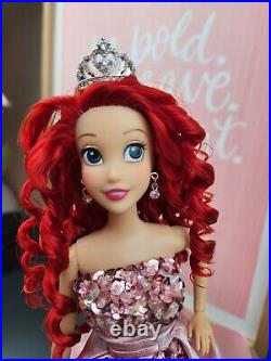 Ariel Mermaid Doll Restyled Curly Hair Redressed Pink Gown Silver Crown Fashion