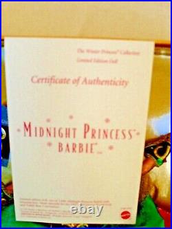Barbie doll MIDNIGHT PRINCESS brunette Disney Doll Conv. LE of 1600 COA and PIN