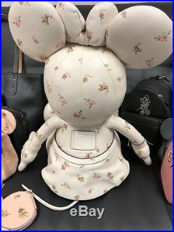 Coach X Disney Large Minnie Mouse Doll Ivory Flowers Leather Limited F28379