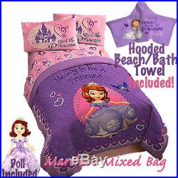 DISNEY SOFIA THE FIRST PRINCESS Girl PiNK Lavender Comforter SheetSet+Towel+Doll