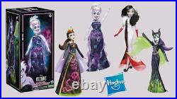 DISNEY VILLIANS Black & Brights Doll Collection. Set of 4 NEW In Dented Box
