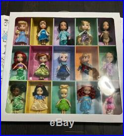 Disney 2015 ANIMATORS Collection Gift Set of 15 5 Mini Dolls in Sealed Box HTF
