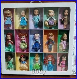 Disney ANIMATORS' Collection 2015 Mini Doll Set of 15 Display Gift Box New RaRe