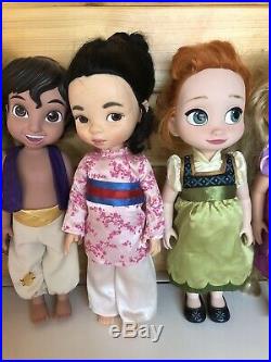 Disney Animator Dolls Bundle X9 Aurora Aladdin Rapunzel Snow White Anna +