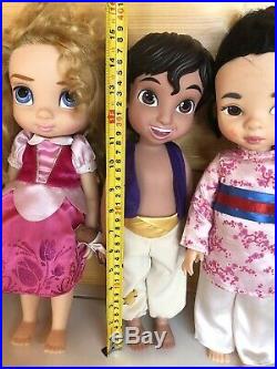 Disney Animator Dolls Bundle X9 Aurora Aladdin Rapunzel Snow White Anna +