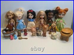 Disney Animator's Mini Doll Pets Lot Rapunzel Snow White Tiana Cinderella Anna
