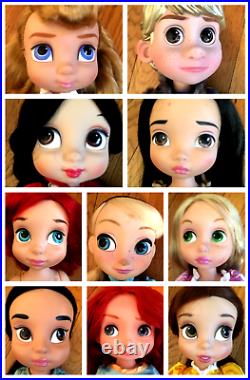 Disney Animators Dolls Collection Lot of 10 Snow Pocahontas Merida Jasmine Belle