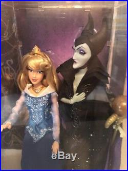 Disney Fairytale Designer LE Doll Set Princess Aurora & Villain Maleficent W Bag