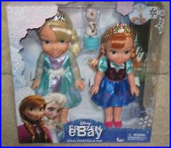 Disney Frozen Deluxe Toddler Elsa and Anna Doll Set with Olaf New! Hard to find