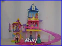 Disney Glitter Glider Castle MagiClip Princess Dolls Set + Rapunzels Castle +