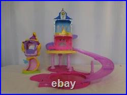Disney Glitter Glider Castle MagiClip Princess Dolls Set + Rapunzels Castle +