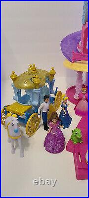 Disney Glitter Glider Magiclip Castle Dolls, Dresses, Carriage, Animals Huge Lot