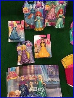 Disney Glitter Glider Princess Castle play set and Flip N' Switch castles +dolls