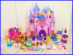 Disney Magiclip Princess LOT Castle Playset Belle Ariel Rapunzel 4 Doll Mattel
