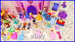 Disney Magiclip Princess LOT Castle Playset Belle Ariel Rapunzel 4 Doll Mattel