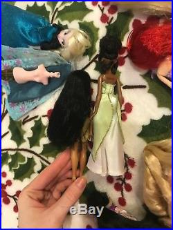 Disney Mini Doll Princess Set Of 7 Ariel, Tiana, Rapunzel, Aurora, Elza, Mulan