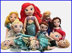 Disney Plush Dolls Princess Lot Pillow Cinderella Mermaid Belle Large