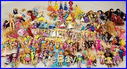 Disney Princess Castle Mermaid Polly Pocket Dollhouse 200 Dolls Accessories Lot