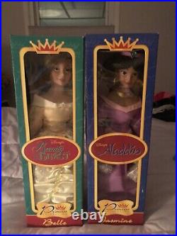 Disney Princess Collection. Jasmine and Belle. 16 porcelain dolls. New