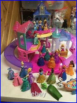Disney Princess Glitter Glider Beautiful Castle Playset W 20 + Dolls Furniture