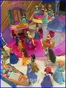 Disney Princess Glitter Glider Beautiful Castle Playset W 20 + Dolls Furniture