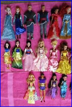Disney Princess HUGE Doll Lot of 28 Moana Mulan Belle Tiana Aurora Jasmine Ariel