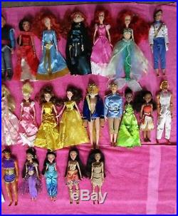 Disney Princess HUGE Doll Lot of 28 Moana Mulan Belle Tiana Aurora Jasmine Ariel