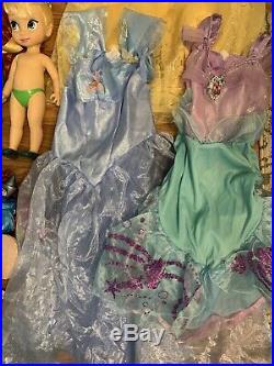 Disney Princess Huge Dress Up Lot Girls 4-6 Dresses Animator Toddler Dolls +
