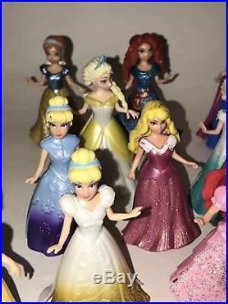 Disney Princess MAGIC CLIP Magiclip Polly Pocket Snap On DRESS Dolls HUGE Lot