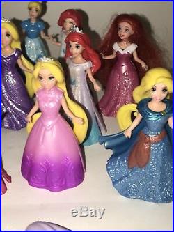 Disney Princess MAGIC CLIP Magiclip Polly Pocket Snap On DRESS Dolls HUGE Lot