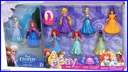 Disney Princess Magic Clip 8 Dolls Set Frozen Elsa Anna Cinderella Mattel