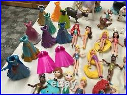 Disney Princess Magic Clip & Polly Pocket Mega Lot Dolls Dresses ++ 65 Pcs