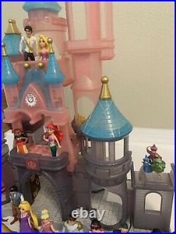 Disney Princess Magiclip Lot Dolls & Dresses Pink Castle Prince Lights Sounds